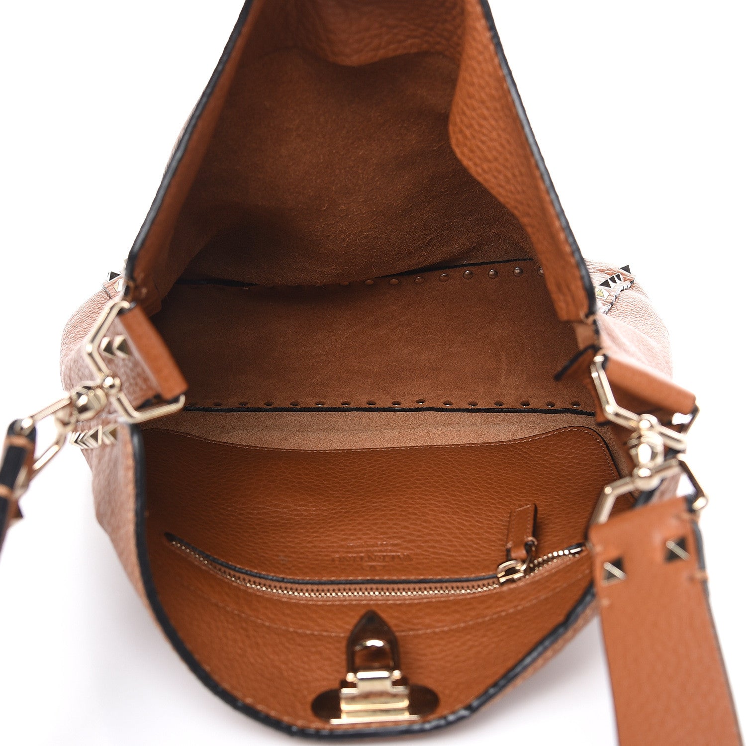 Valentino Garavani Pebbled Calfskin Large Rockstud Flip-Lock Messenger Bag Light Cuir 5 of 12