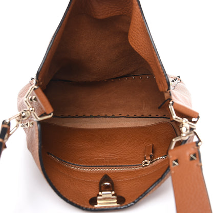 Valentino Garavani Pebbled Calfskin Large Rockstud Flip-Lock Messenger Bag Light Cuir 5 of 12
