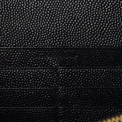 Saint Laurent Grain De Poudre Matelasse Chevron Monogram Flap Wallet Black 7 of 9