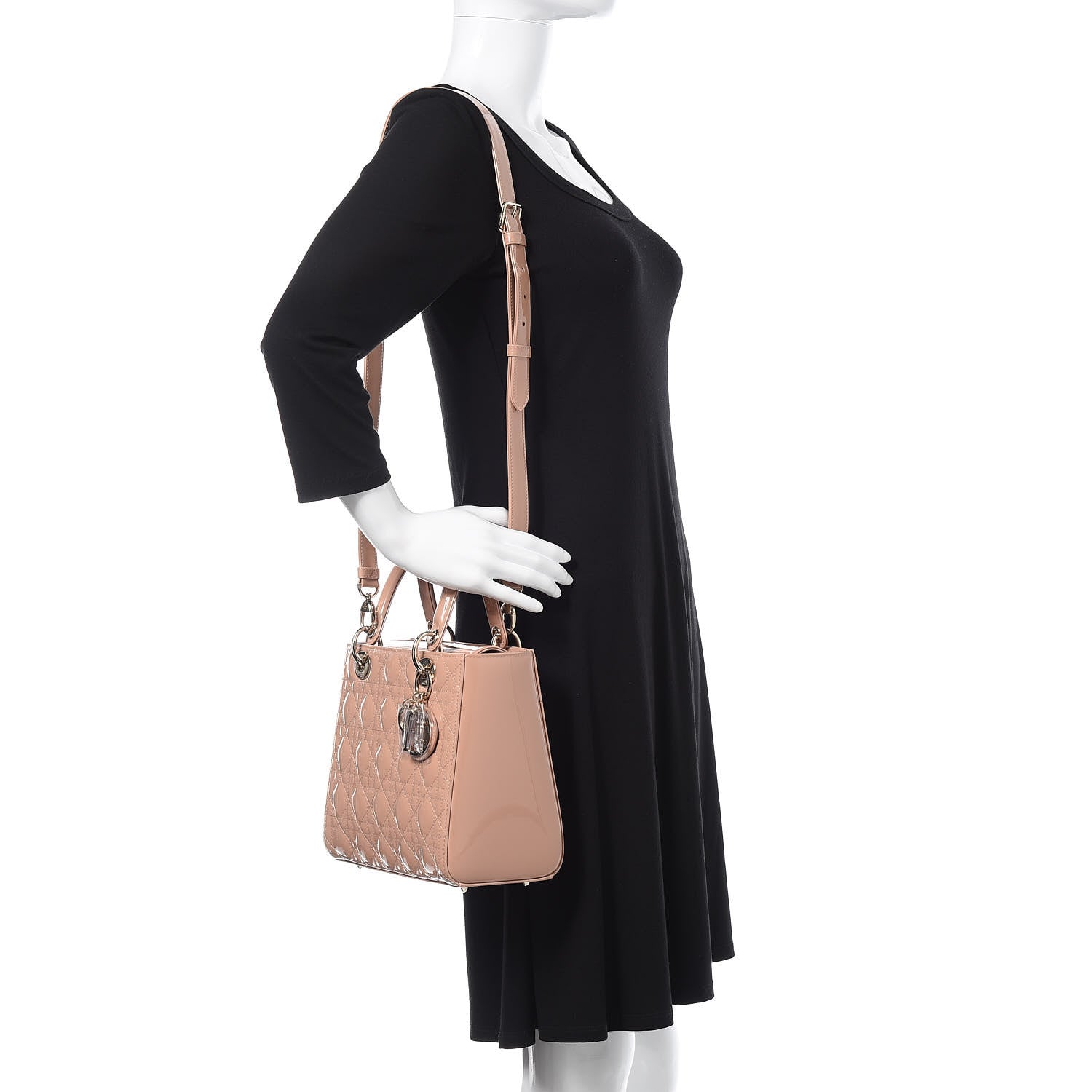 Christian Dior Patent Cannage Medium Lady Dior Beige 2 of 10