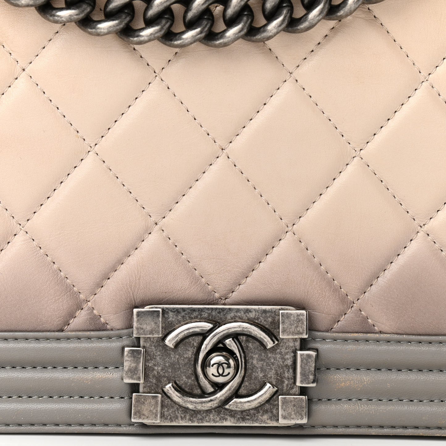 Calfskin Ombre Quilted New Medium Boy Flap Grey Beige