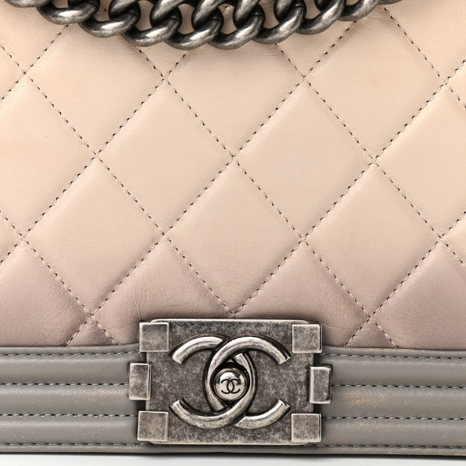 Chanel Calfskin Ombre Quilted New Medium Boy Flap Grey Beige 8 of 11