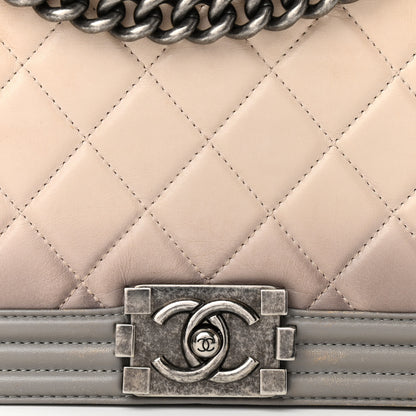 Chanel Calfskin Ombre Quilted New Medium Boy Flap Grey Beige 8 of 11