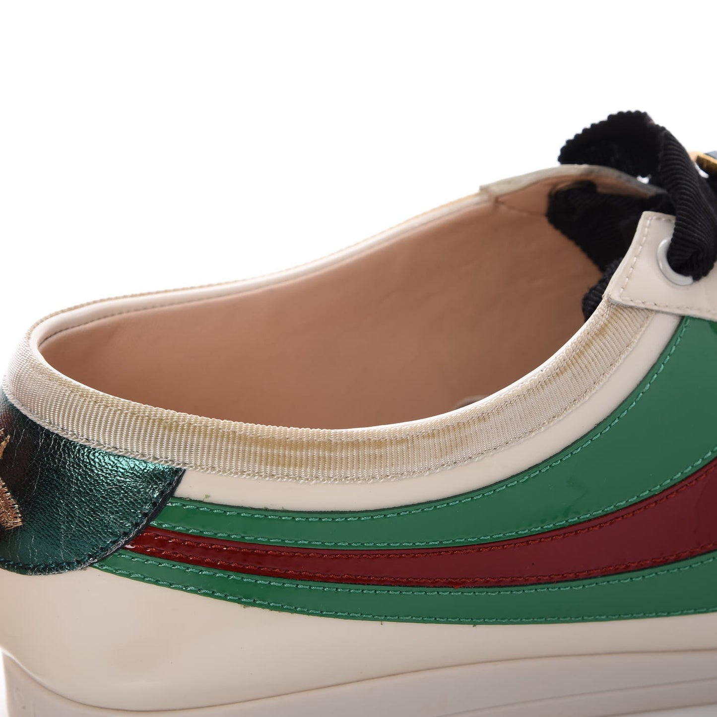 Patent Crystal Web GG Womens Falacer Sneakers 39 Mystic White New Shamarock Red