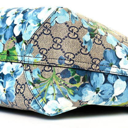 Gucci GG Supreme Monogram Blooms Medium Reversible Tote Beige Blue Navy 5 of 10
