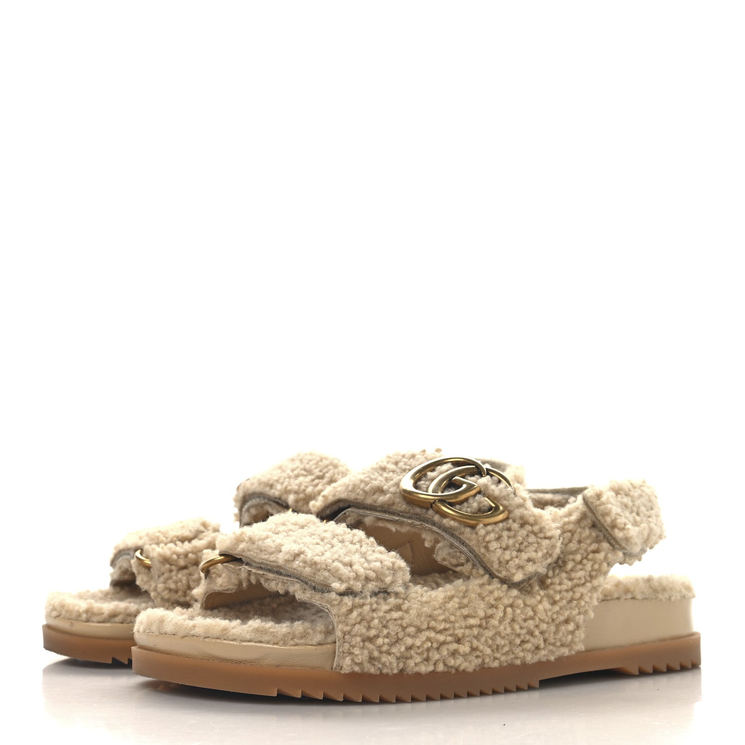 Gucci Merino Wool Interlocking G Dad Sandals 37.5 Butterscotch 4 of 10