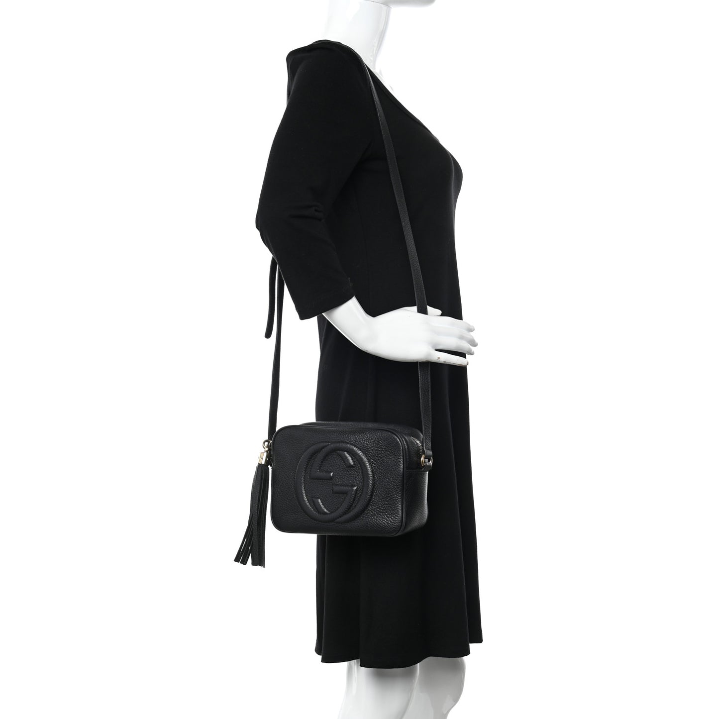 Pebbled Calfskin Small Soho Disco Bag Black