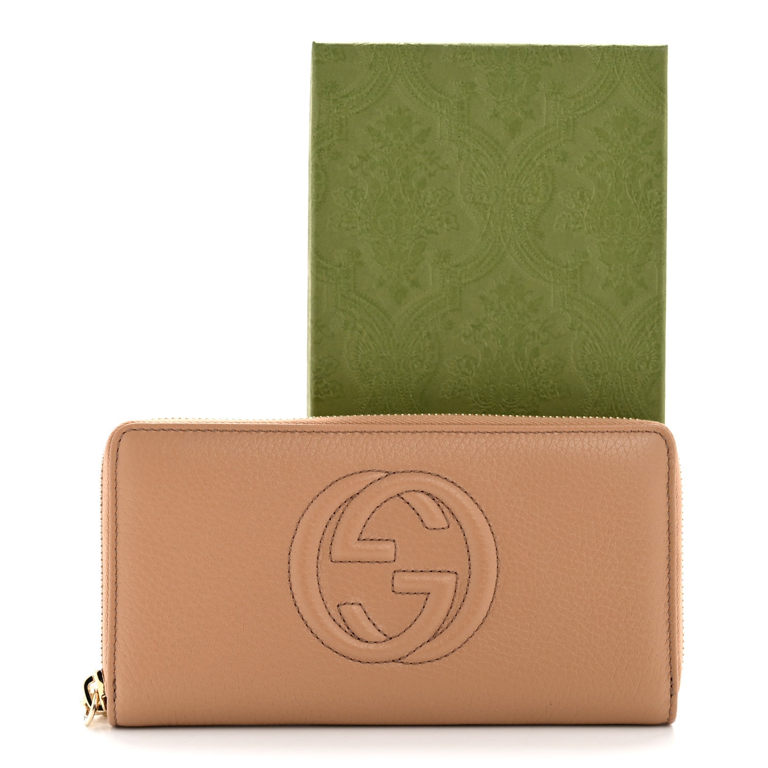 Gucci Pebbled Calfskin Soho Zip Around Wallet Camelia 9 of 9