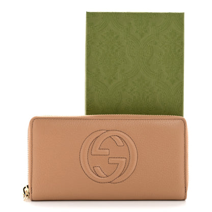 Gucci Pebbled Calfskin Soho Zip Around Wallet Camelia 9 of 9
