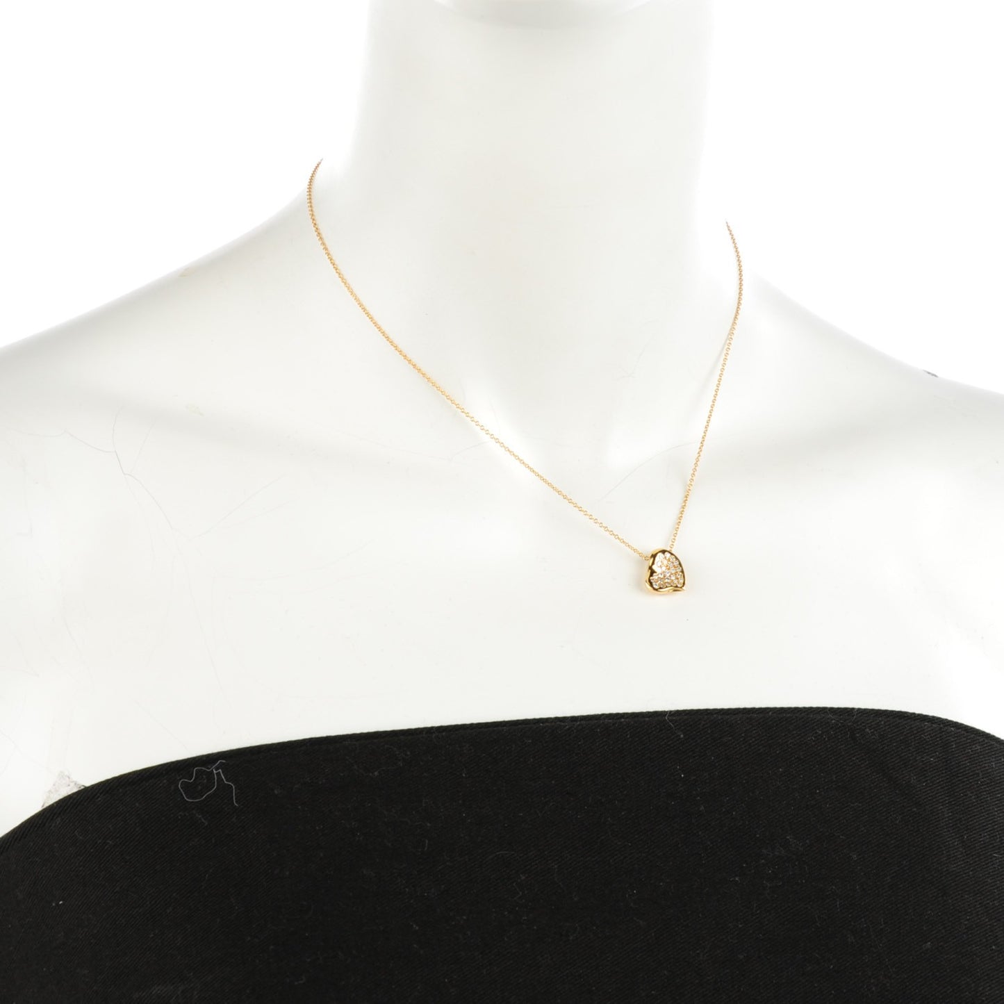 18K Yellow Gold Diamond Elsa Peretti Full Heart Pendant Necklace