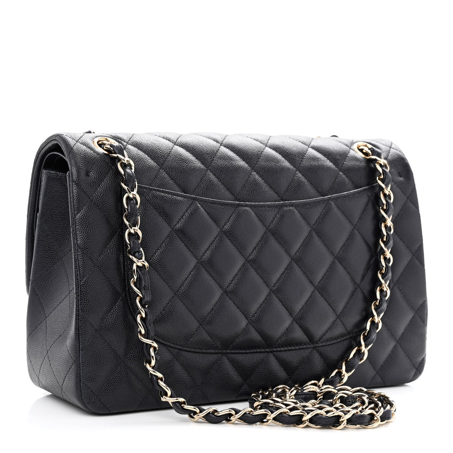 Caviar Quilted Jumbo Double Flap Navy Blue