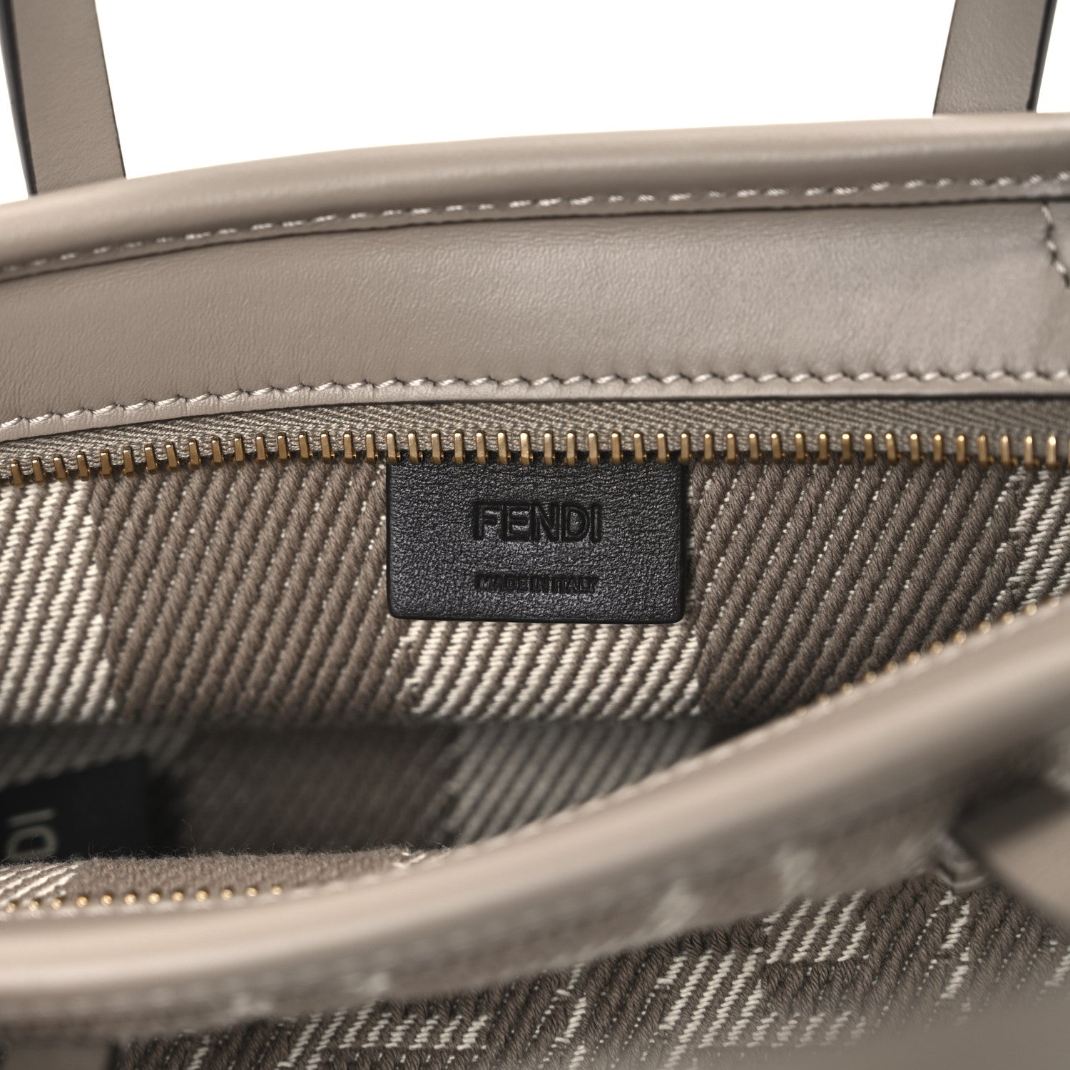 Fendi Denim Jacquard FF Effect Vitello Grace Mini Roll Tote Dove White Dove 6 of 10
