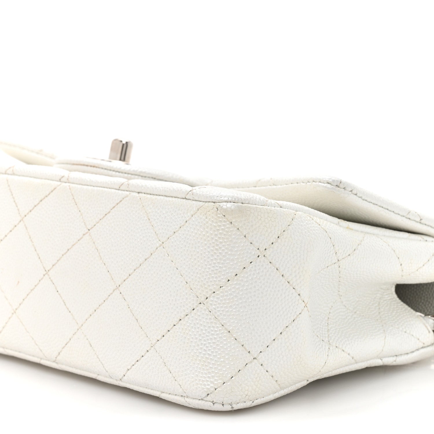 Chanel Metallic Caviar Quilted Mini Top Handle Rectangular Flap White 9 of 12