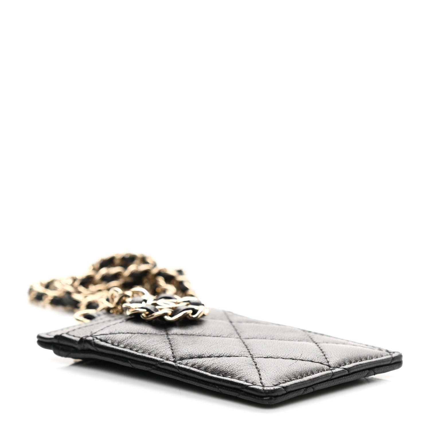 Chanel Lambskin Quilted Card Holder On Chain Black 4 of 6