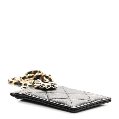 Chanel Lambskin Quilted Card Holder On Chain Black 4 of 6