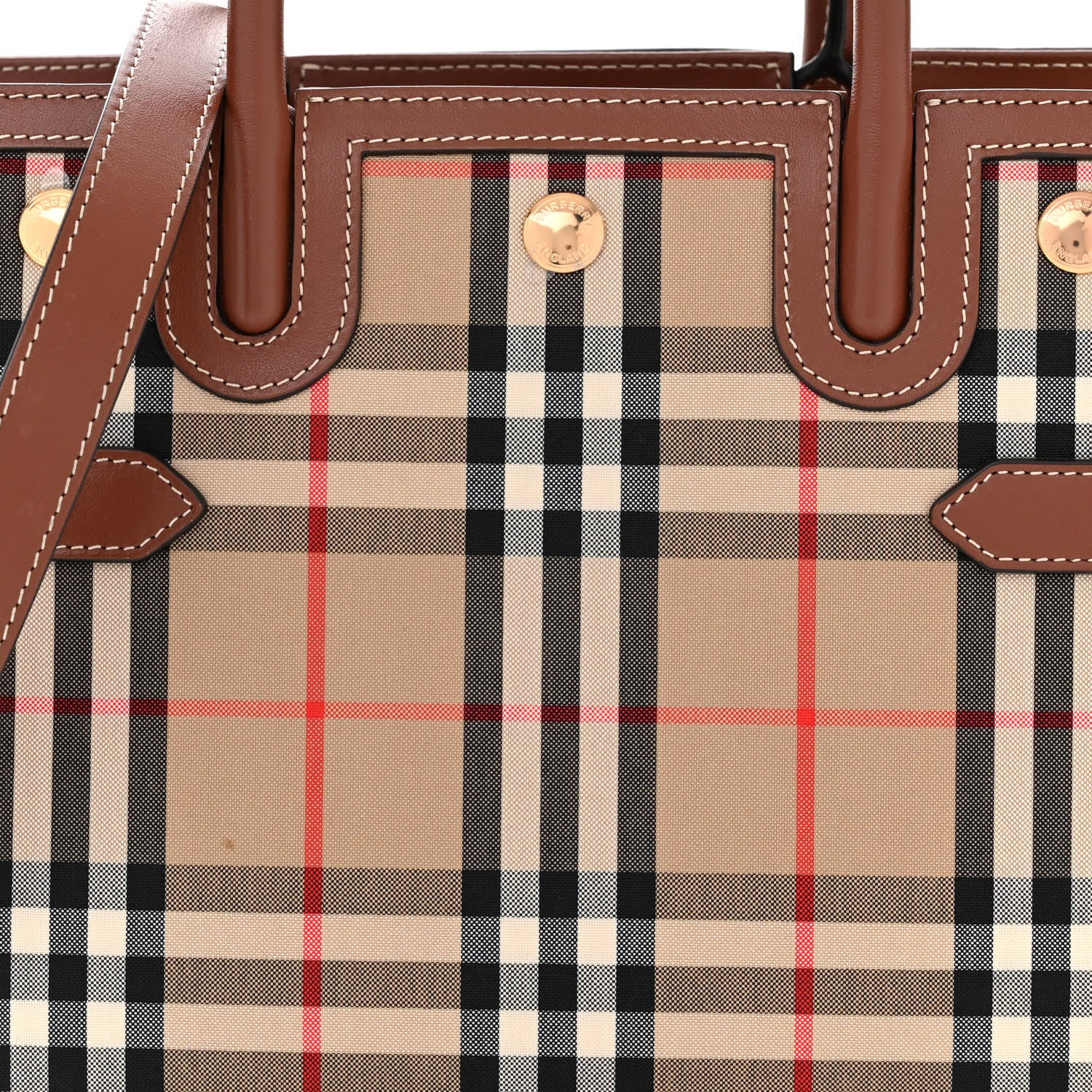 Burberry Calfskin Vintage Check Mini Two Handle Title Bag Archive Beige 7 of 10