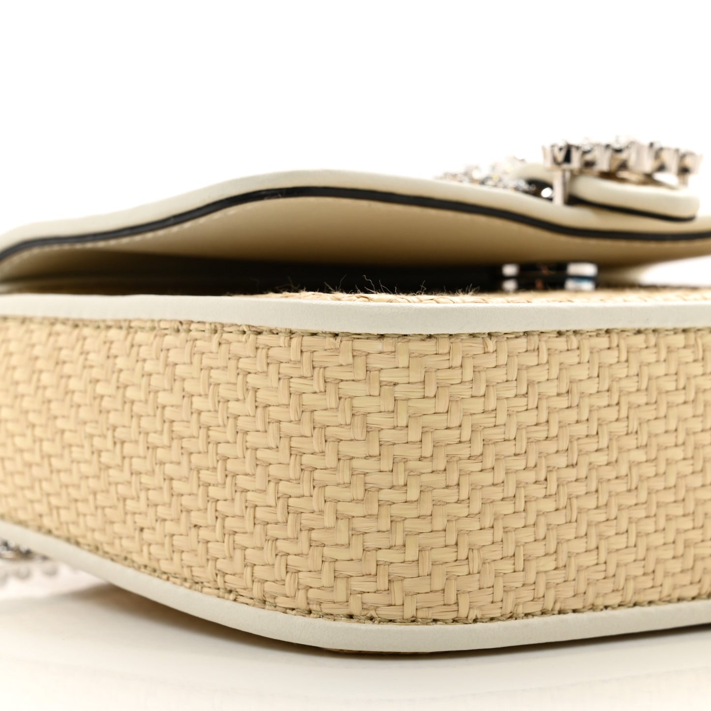 Raffia Crystal Cheri Satchel Crossbody Natural Milk