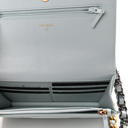 Chanel Lambskin Quilted Chanel 19 Wallet On Chain WOC Light Blue 5 of 12