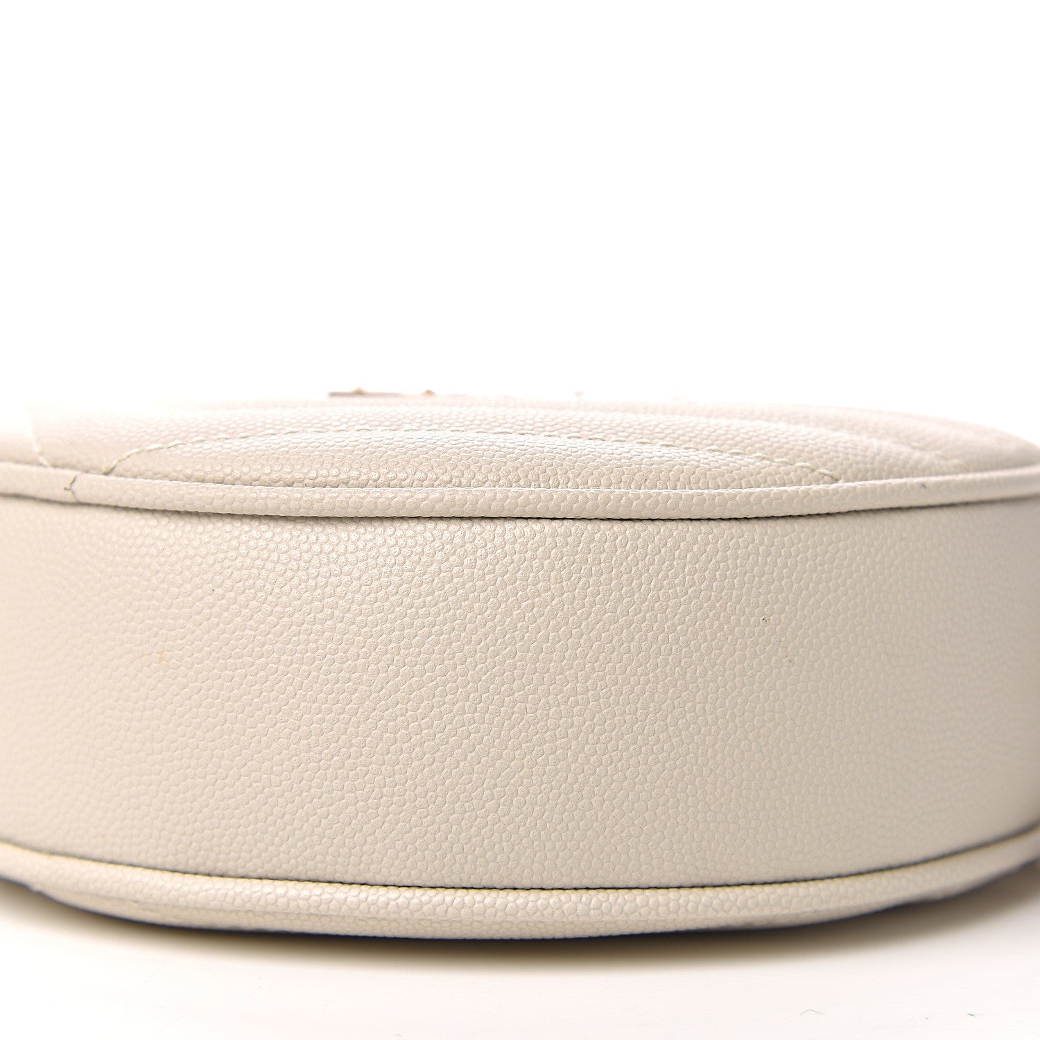 Saint Laurent Grain De Poudre Matelasse Chevron Quilted Round Vinyle Camera Bag White 7 of 8