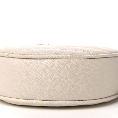 Saint Laurent Grain De Poudre Matelasse Chevron Quilted Round Vinyle Camera Bag White 7 of 8