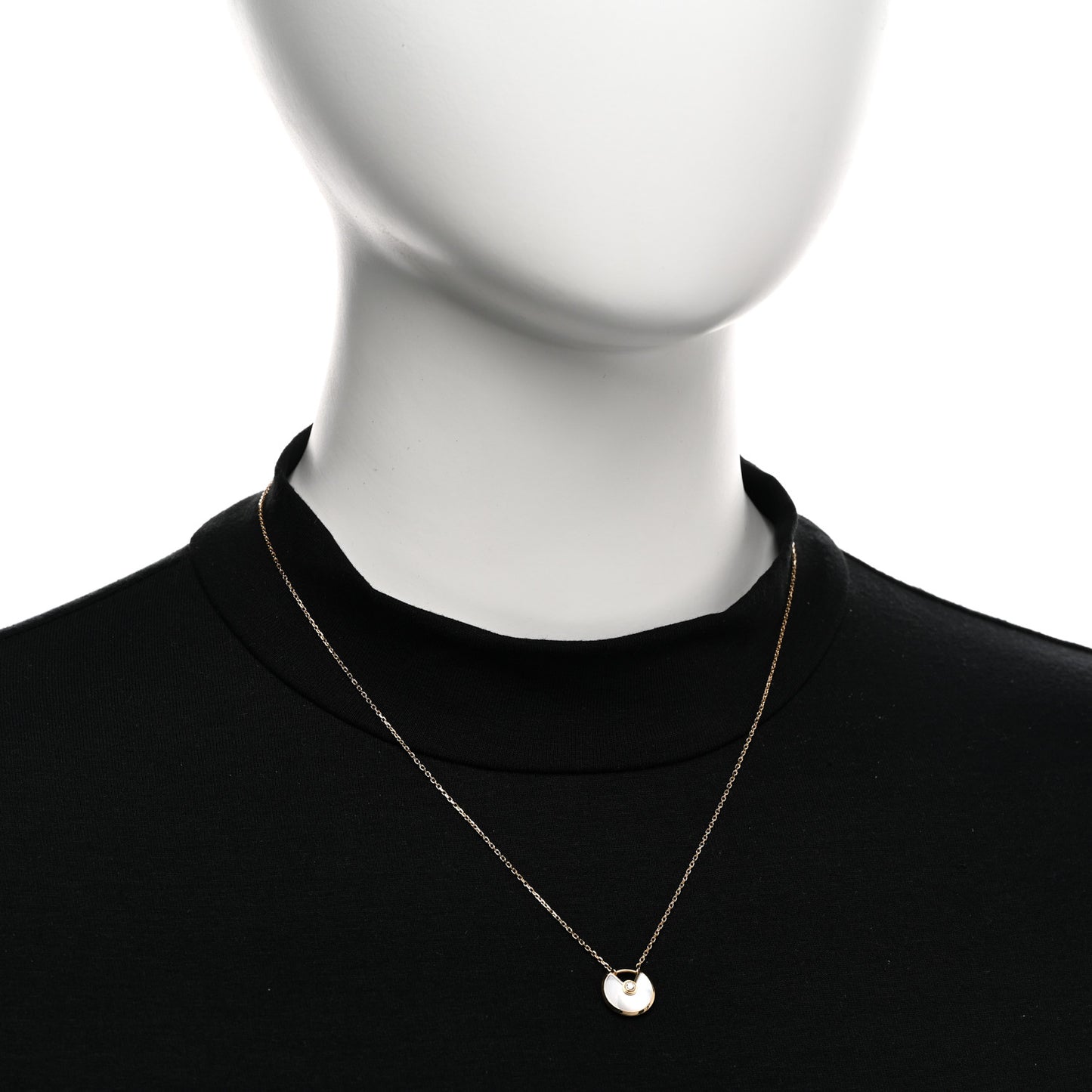 18K Yellow Gold Diamond Mother of Pearl XS Amulette de Cartier Pendant Necklace
