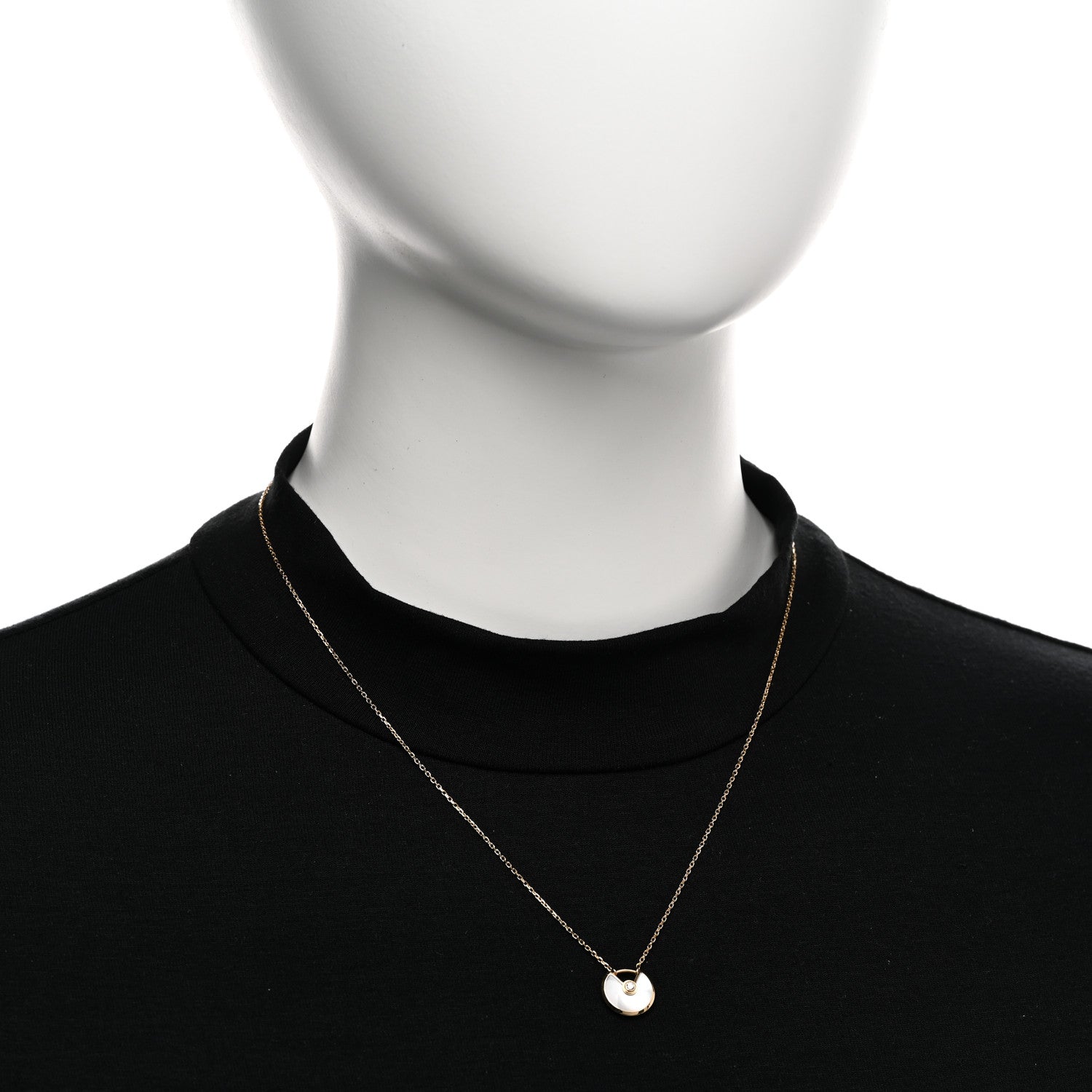 Cartier 18K Yellow Gold Diamond Mother of Pearl XS Amulette de Cartier Pendant Necklace 2 of 5