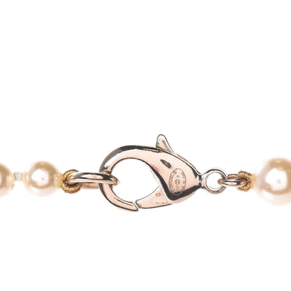 Chanel Resin Pearl Metal CC Long Necklace in Golden Pearly Beige 5 of 6