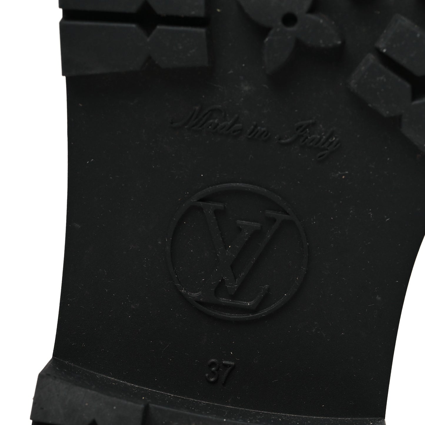 Rubber Embossed Monogram Drops Flat Half Boots 37 Black