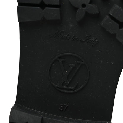 Louis Vuitton Rubber Embossed Monogram Drops Flat Half Boots 37 Black 7 of 10