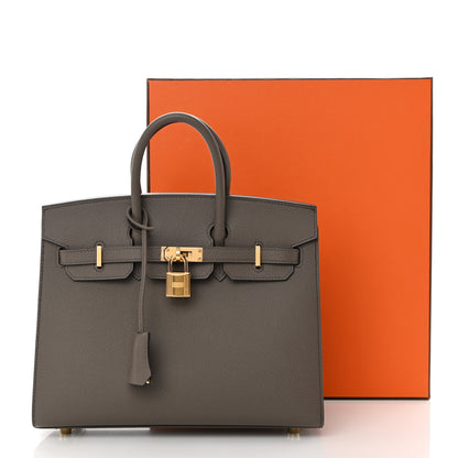 Hermes Epsom Birkin Sellier 25 Etain 11 of 11