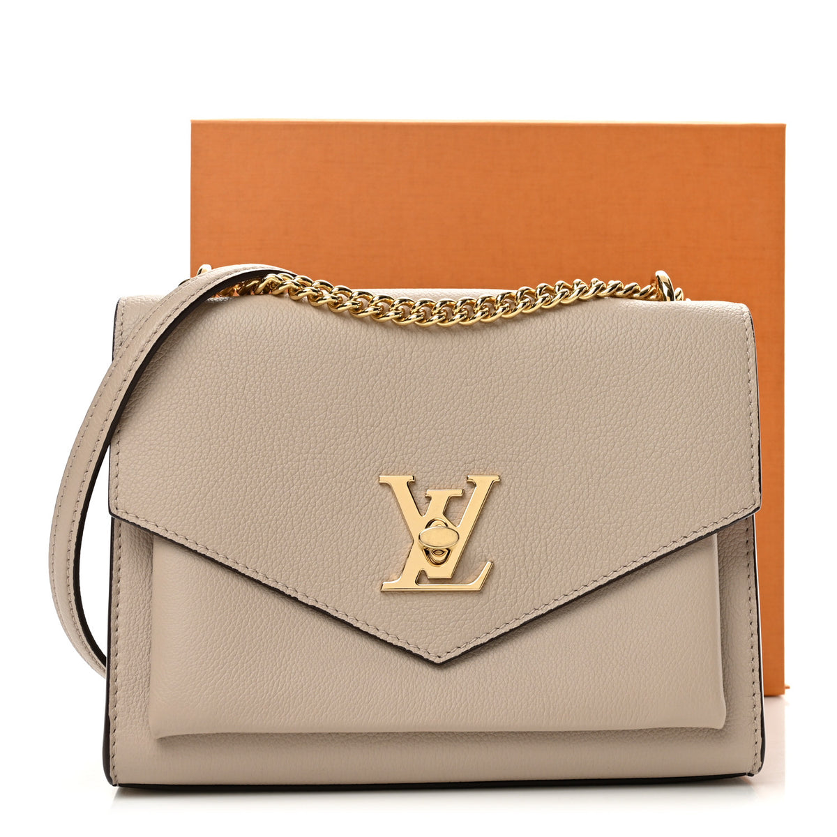 Soft Calfskin Mylockme Chain Bag BB Greige