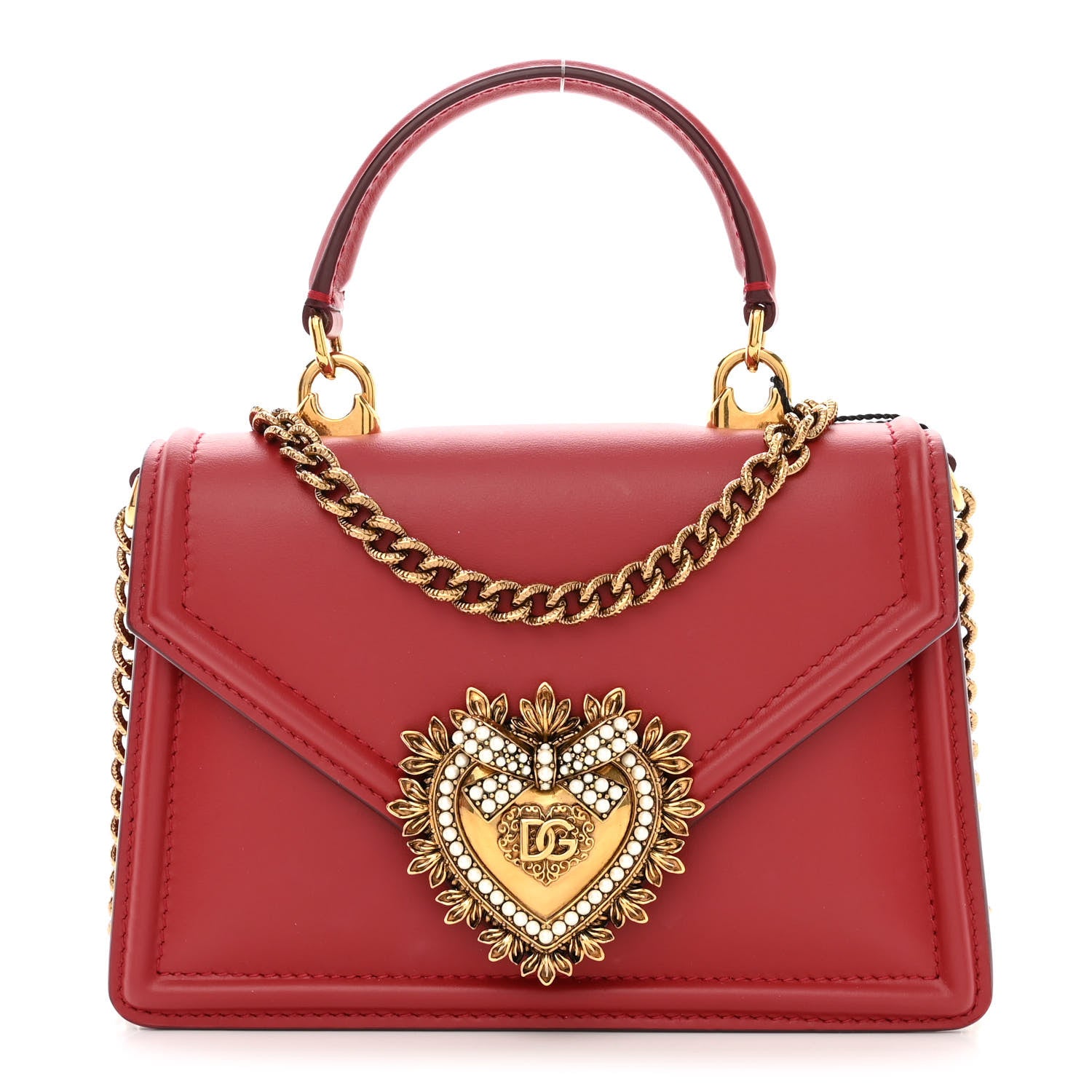 Dolce & Gabbana DOLCE &amp; GABBANA Smooth Calfskin Small Devotion Envelope Top Handle Bag Red 1 of 11