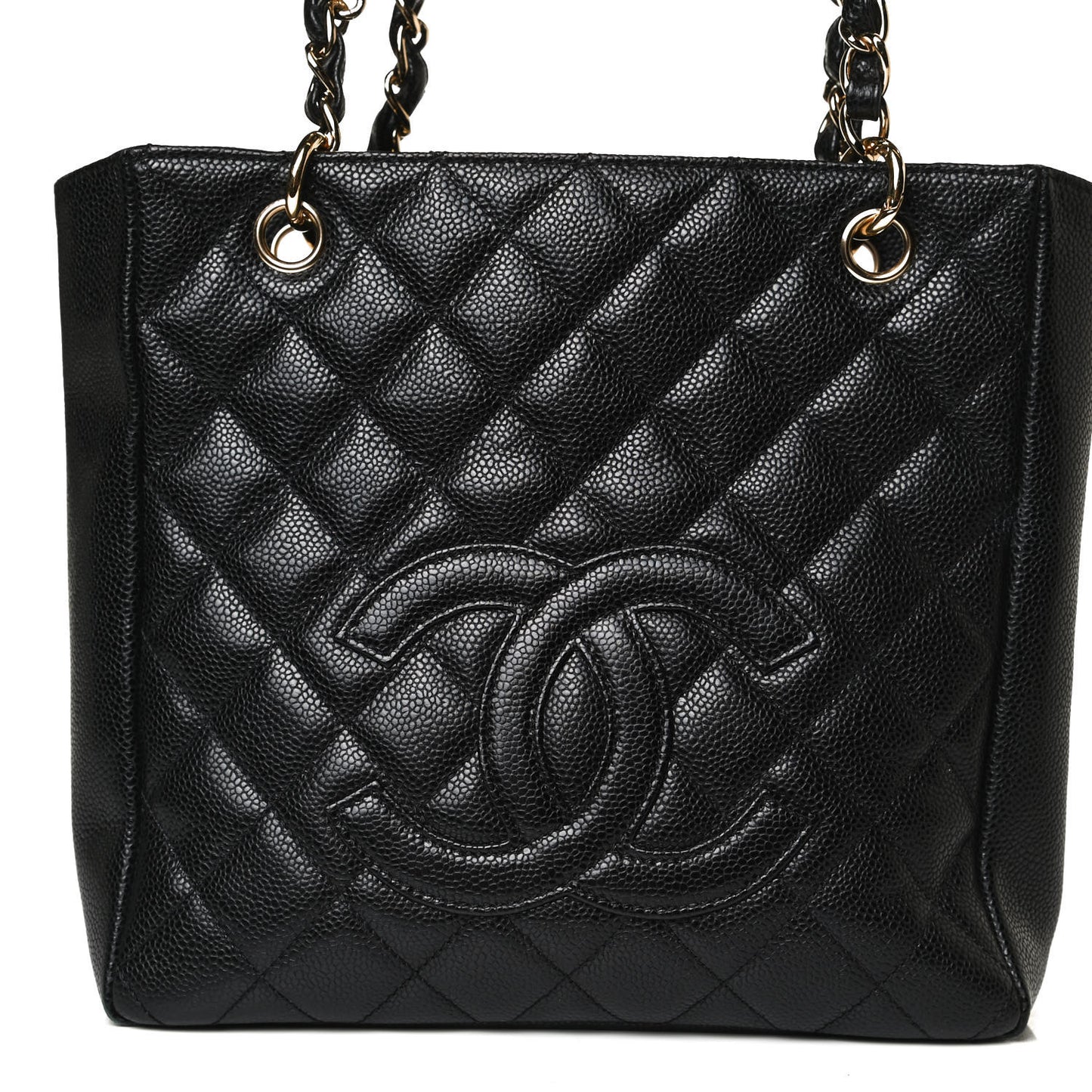 Caviar Quilted Petit Shopping Tote PST Black