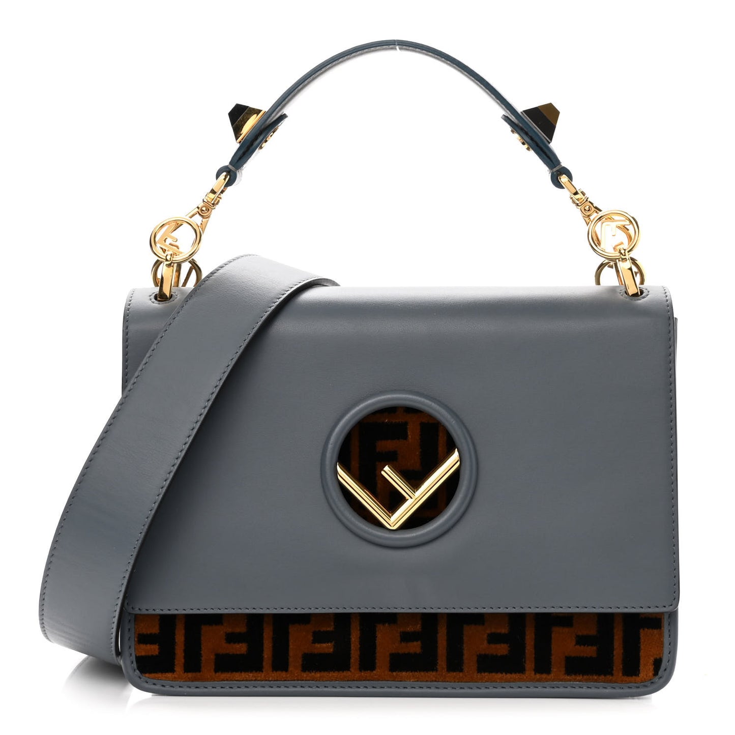 Vitello Century Velvet F is Fendi FF Kan I Shoulder Bag Tobacco Tempesta