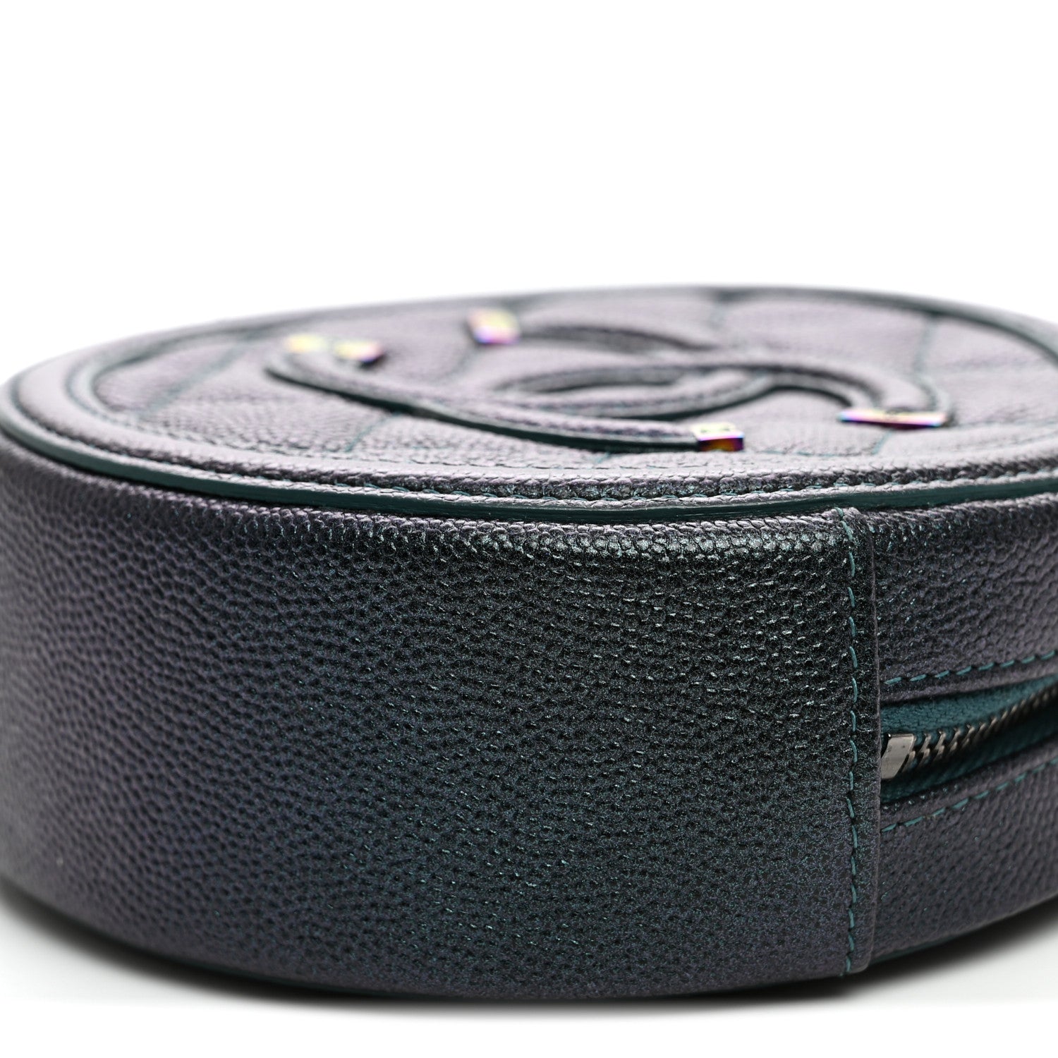 Chanel Iridescent Caviar Quilted Round Filigree Crossbody Dark Turquoise 10 of 11