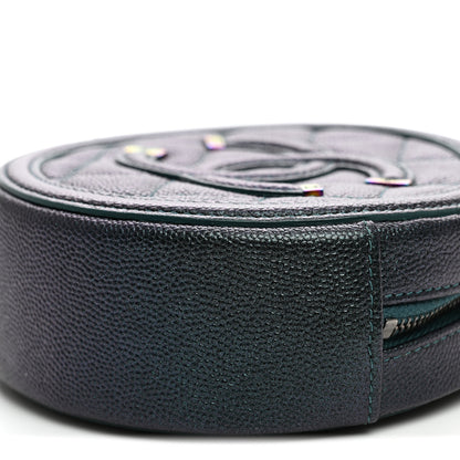 Chanel Iridescent Caviar Quilted Round Filigree Crossbody Dark Turquoise 10 of 11