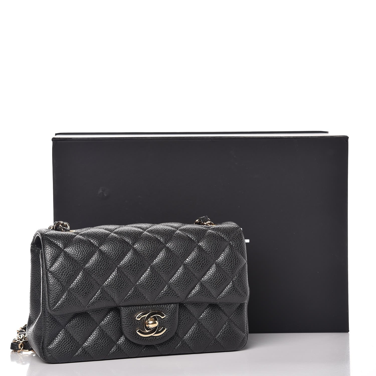 Chanel Caviar Quilted Mini Rectangular Flap Dark Grey 8 of 8