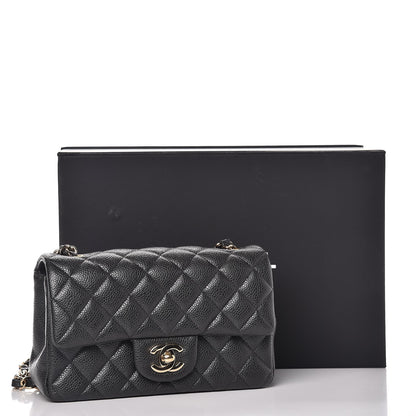 Chanel Caviar Quilted Mini Rectangular Flap Dark Grey 8 of 8