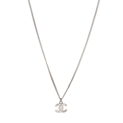 Chanel Crystal Timeless CC Necklace Silver 1 of 6