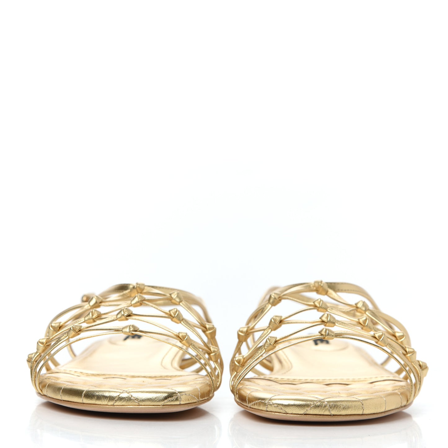 Laminated Lambskin CC Sandals 39.5 Gold