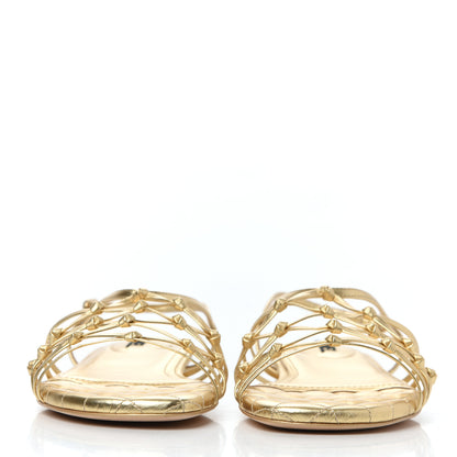 Chanel Laminated Lambskin CC Sandals 39.5 Gold 3 of 30