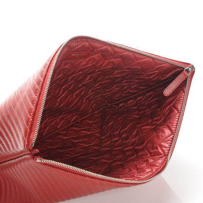 Chanel Caviar Chevron Quilted Large Cosmetic Case Red 5 of 7