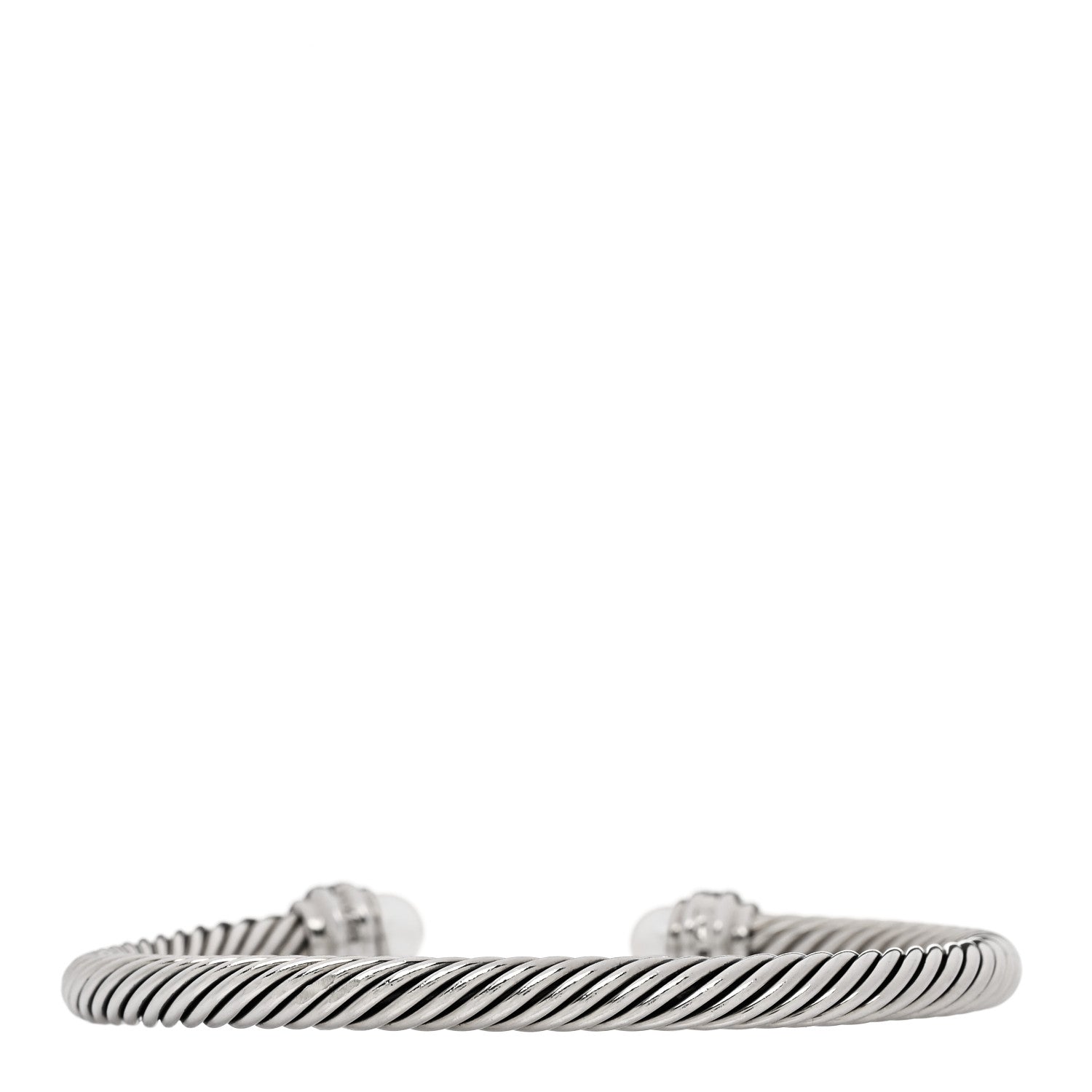 David Yurman Sterling Silver Diamond Pearl 5mm Cable Classics Princess Bracelet 2 of 3