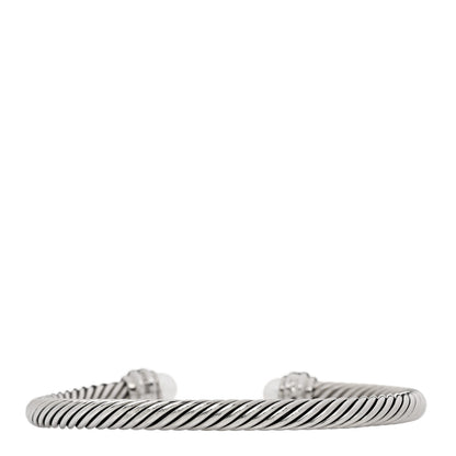 David Yurman Sterling Silver Diamond Pearl 5mm Cable Classics Princess Bracelet 2 of 3