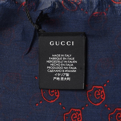 Gucci Modal Silk Twill GG Hamlet Square Scarf Sapphire Red 3 of 4