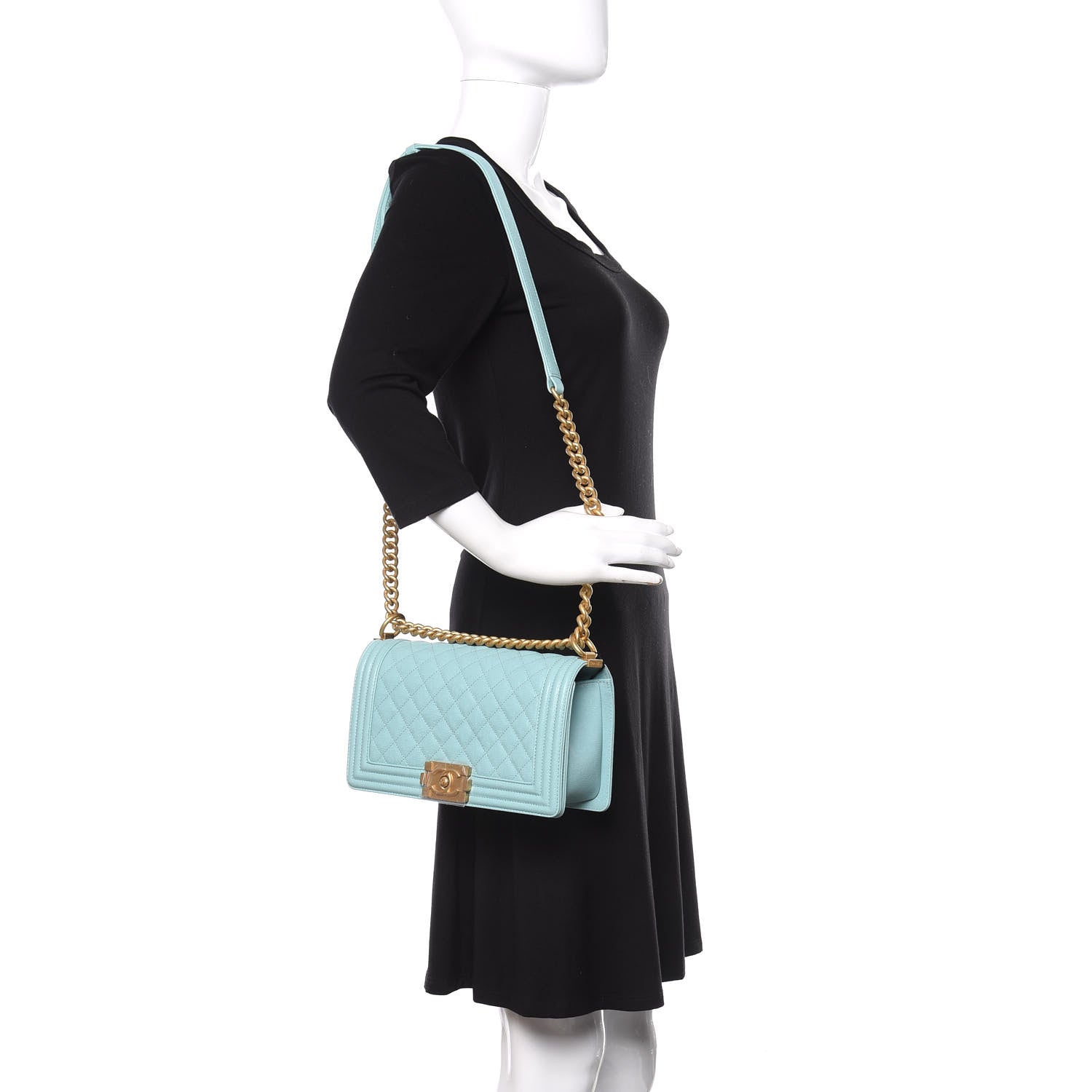 Chanel Caviar Quilted Medium Boy Flap Light Blue 2 of 12