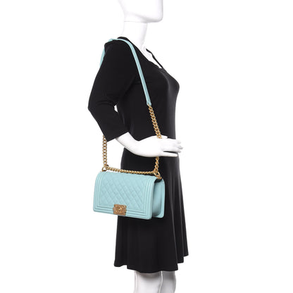 Chanel Caviar Quilted Medium Boy Flap Light Blue 2 of 12