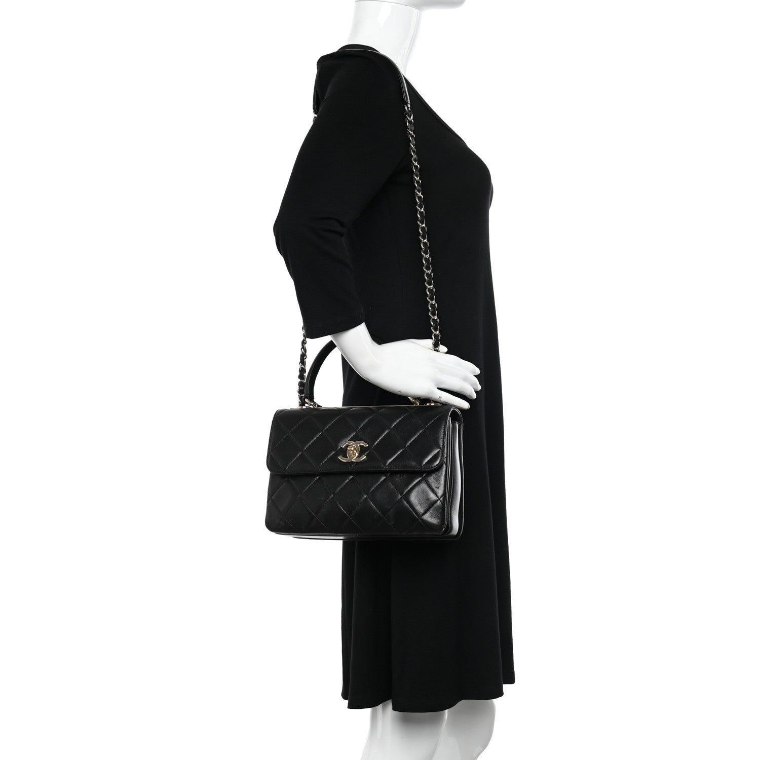 Chanel Lambskin Quilted Small Trendy CC Dual Handle Flap Bag Black 2 of 12