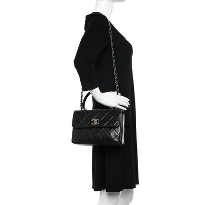 Chanel Lambskin Quilted Small Trendy CC Dual Handle Flap Bag Black 2 of 12