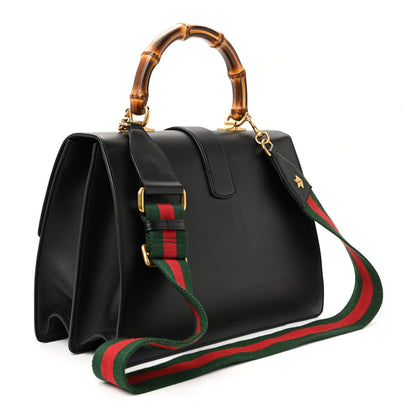 Gucci Moon Calfskin Web Large Dionysus Bamboo Top Handle Bag Black 3 of 10